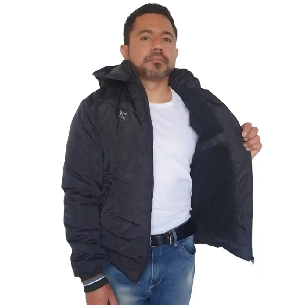 Chaqueta Para Hombre Negra Con Interior En Tela Ovejera Talla M