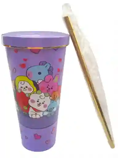 Vaso De Bt21 En Acero Con Pitillo Y Plumilla