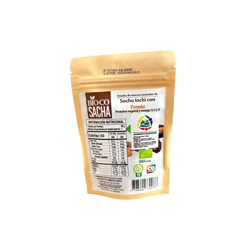Snack Natural Sacha Inchi-panela De 125g