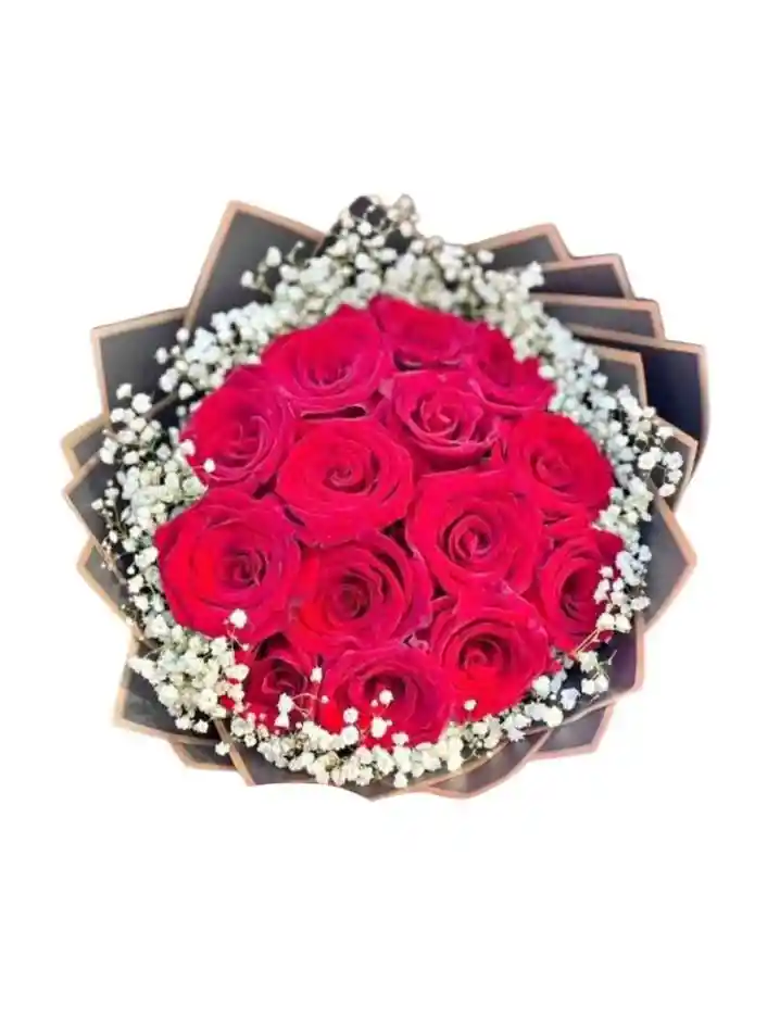 Ramo De Flores 12 Rosas Rojas