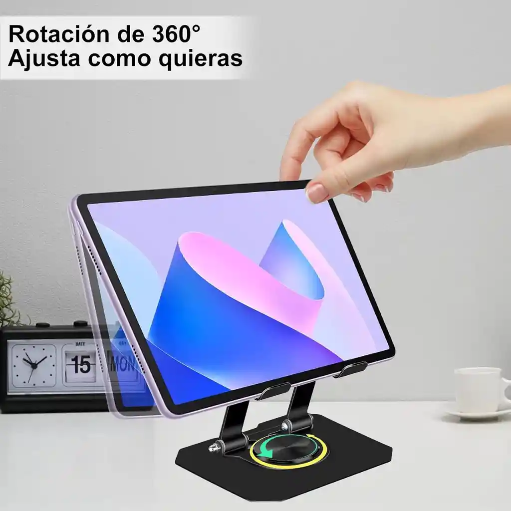 Soporte Para Celular, Tablet, Ipad Y Iphone Con Giro De 360° Color Gris