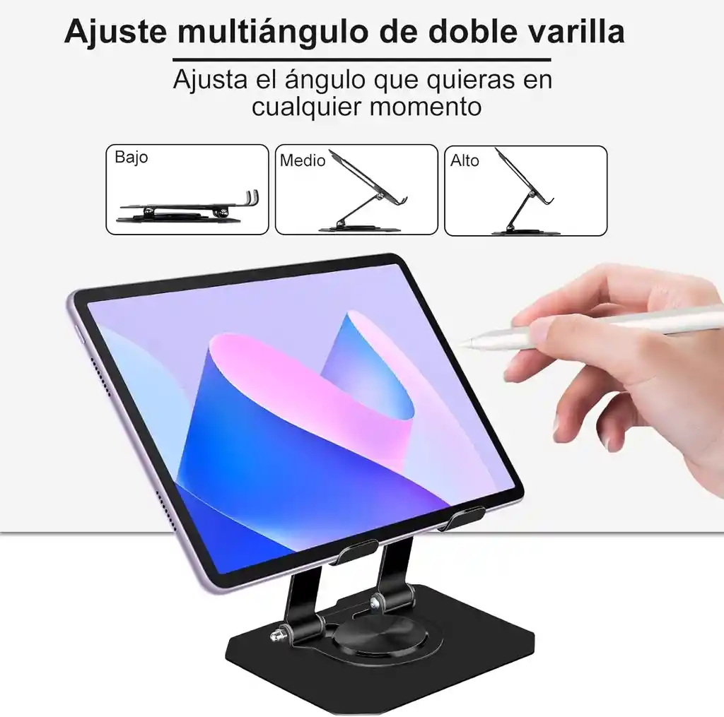 Soporte Para Celular, Tablet, Ipad Y Iphone Con Giro De 360° Color Gris