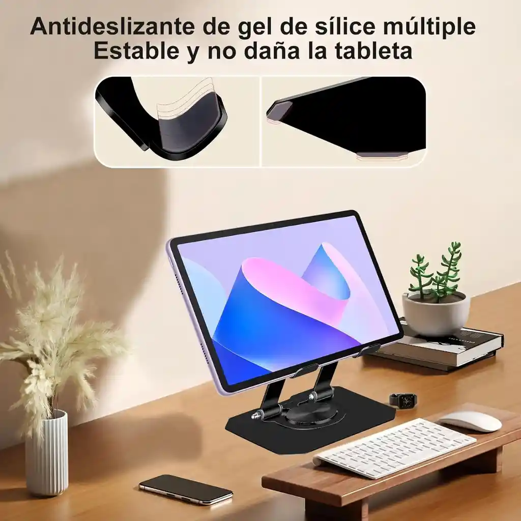 Soporte Para Celular, Tablet, Ipad Y Iphone Con Giro De 360° Color Gris