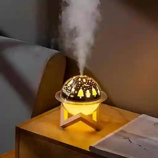 Humidificador Led Soporte Madera Difusor Aromas
