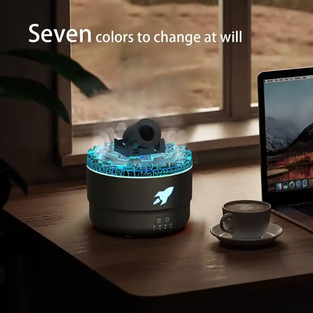 Humidificador Difusor De Aromas Cañon 280ml Ultrasonido 7led