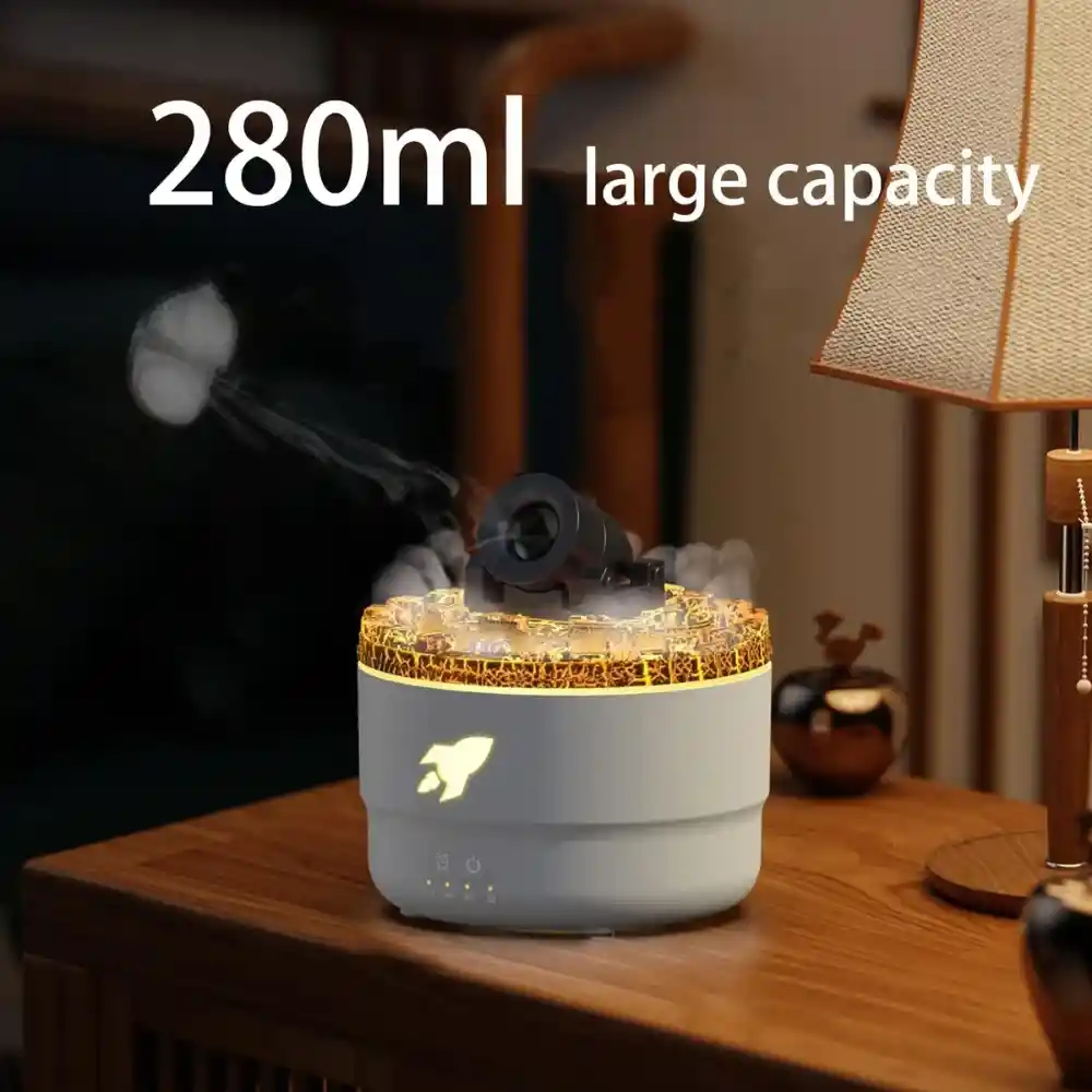 Humidificador Difusor De Aromas Cañon 280ml Ultrasonido 7led