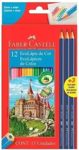 Colores Faber-castell X 12 Und + 3 Lápiz Grafito