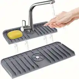 Bandeja De Silicona Para Captura De Goteo – Reposa Lavaloza Con Manija Para Grifo