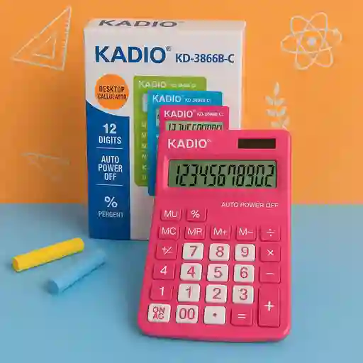 Calculadora Kadio Kd-3866b-c,12 Dígitos, Rosada Ideal Para Estudiantes Y Oficina