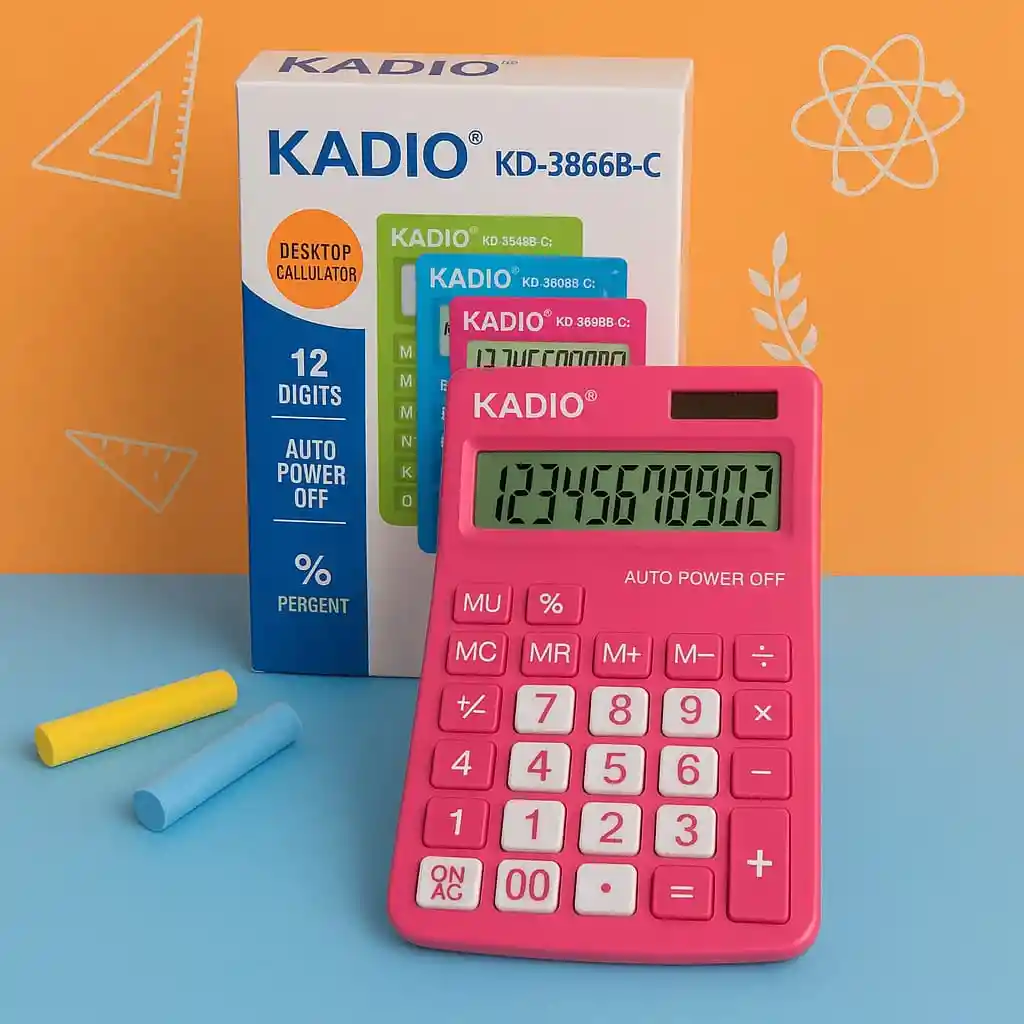 Calculadora Kadio Kd-3866b-c,12 Dígitos, Rosada Ideal Para Estudiantes Y Oficina