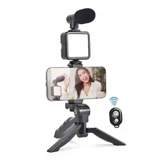 Kit De Grabacion Inteligente Para Celular / Luz + Tripo De + Microfono / Ay-49