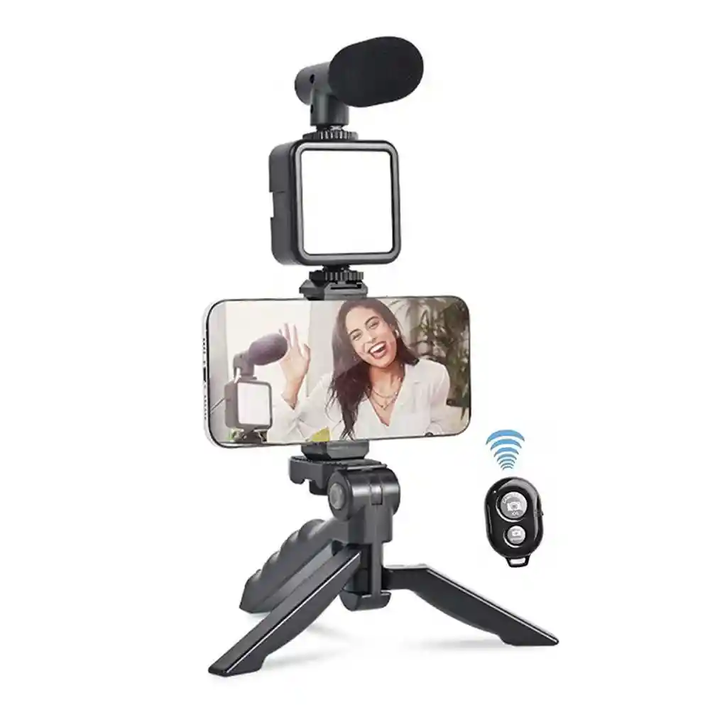 Kit De Grabacion Inteligente Para Celular / Luz + Tripo De + Microfono / Ay-49