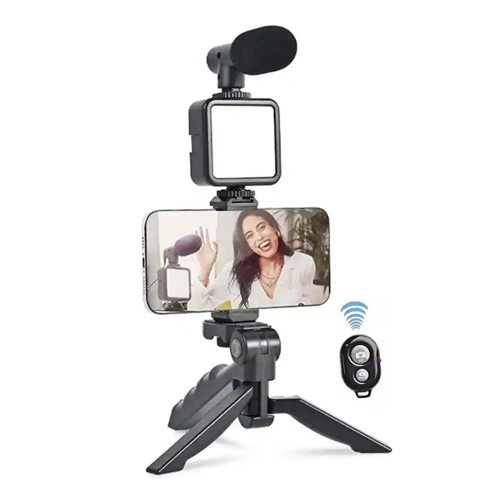 Kit De Grabacion Inteligente Para Celular / Luz + Tripo De + Microfono / Ay-49