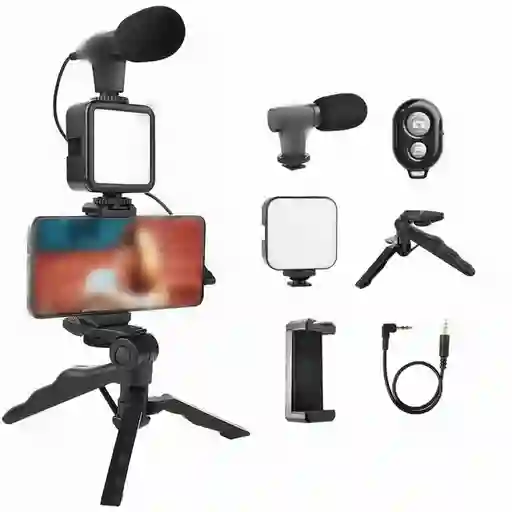 Kit De Grabacion Inteligente Para Celular / Luz + Tripo De + Microfono / Ay-49