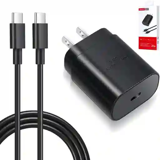 Cargador Tipo C A Tipo C Con Cabeza / Carga Rapida 25w / Color Negro Y Blanco / T-saic Tranyco