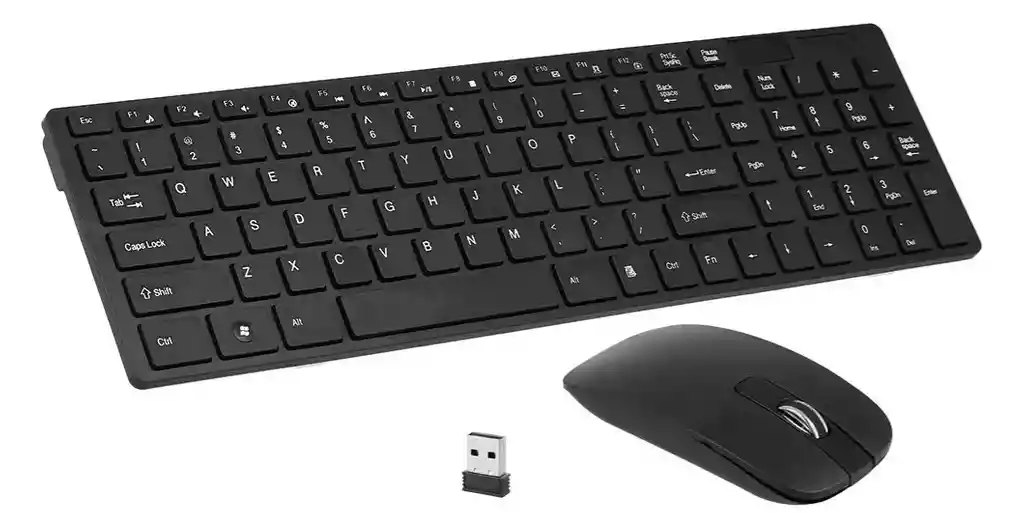 Combo Teclado Y Mouse Mini Inalámbrico Tipo Mac Slim Negro