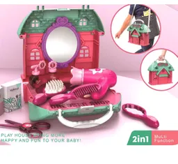 Juguete Villa Play House Mini Estudio De Belleza En Una Casa Maleta