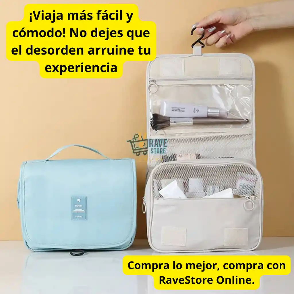 Organizador De Cosméticos Para Viaje Color Beige O Verde Claro