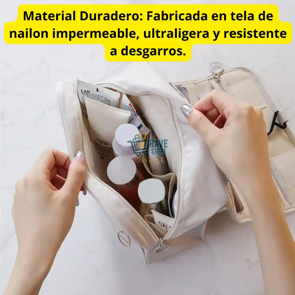 Organizador De Cosméticos Para Viaje Color Beige O Verde Claro
