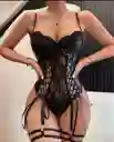 Lenceria Negra Tipo Cuero Ajustada Talla M