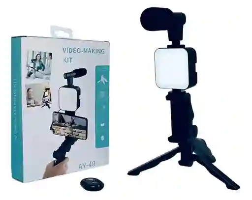 Estabilizador Celular Soporte Luz Led Micrófono Con Control