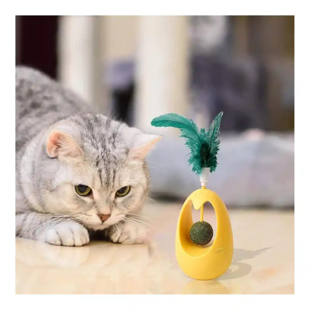 Juguete Interactivo Con Pluma Y Catnip Hierba Para Gatos