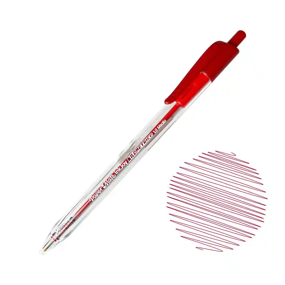 Esfero Kilométrico Retráctil Punta Media Rojo Caja X12