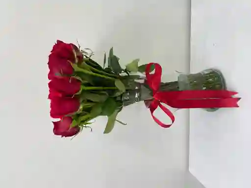 Jarrón De Rosa Y Cinta