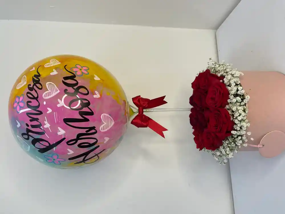 Cilindro De Rosa Y Burbuja
