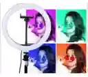 Aro De Luz Rgb Led Flash 33 Cm Fotografía Selfie + Trípode Color De La Estructura Negro