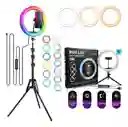 Aro De Luz Rgb Led Flash 33 Cm Fotografía Selfie + Trípode Color De La Estructura Negro