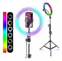 Aro De Luz Rgb Led Flash 33 Cm Fotografía Selfie + Trípode Color De La Estructura Negro