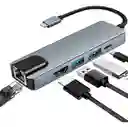Adaptador Hub Tipo C 5 En 1 Hdmi Usb 3.0 Y Rj45