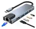 Adaptador Hub Tipo C 5 En 1 Hdmi Usb 3.0 Y Rj45