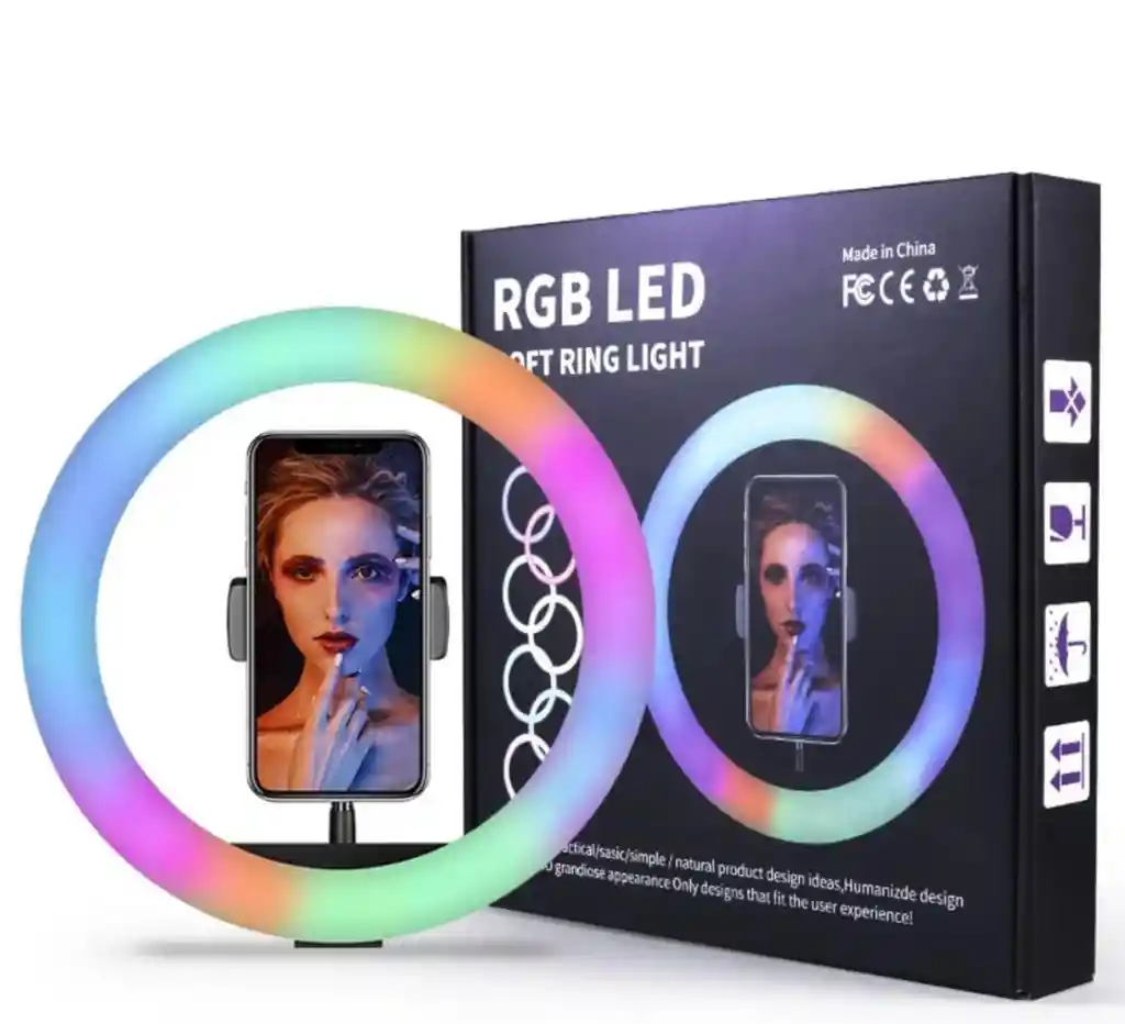 Aro De Luz 26 Cm Rgb Led Con Trípode Profesional 2 Mts