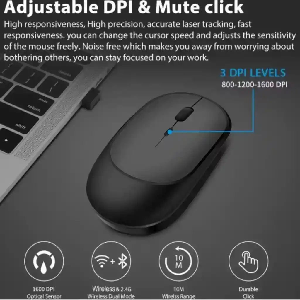 Mouse Inalámbrico Bluetooth Silencioso Recargable Multi