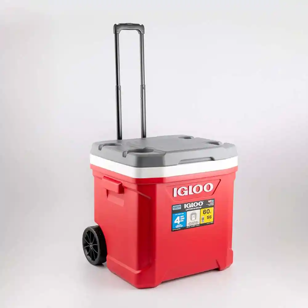 Nevera Camping Igloo Latitud Rodillo 50x20x47cm Rojo 60 Lt