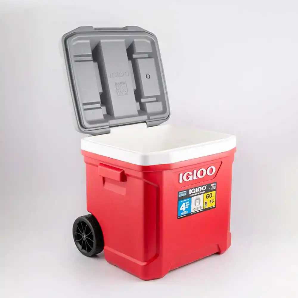 Nevera Camping Igloo Latitud Rodillo 50x20x47cm Rojo 60 Lt