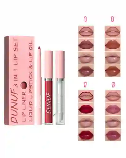 Trio De Labios, Delineador Labial Y Gloss Dunuf