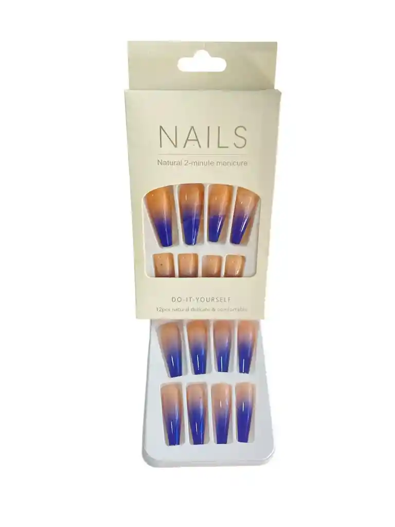 Kit Completo De Uñas Postizas Do It Yourself Nails Mar Profundo- Uñas Press On Con Adhesivo - Ref 11