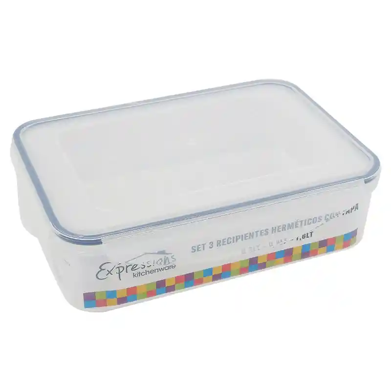 Recipiente Expressions Rectangular Cm X 3 Pzs
