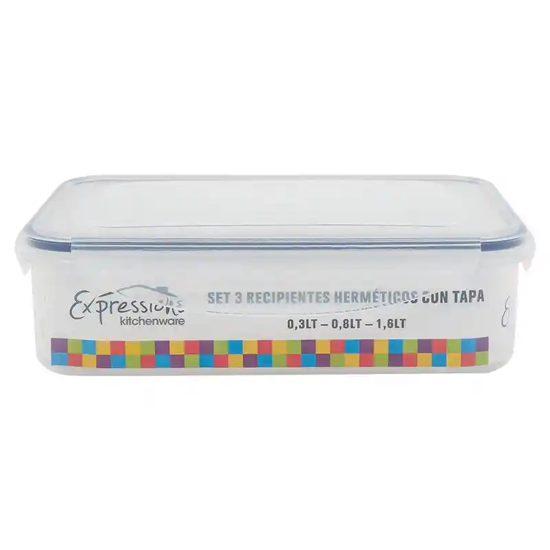 Recipiente Expressions Rectangular Cm X 3 Pzs