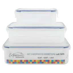 Recipiente Expressions Rectangular Cm X 3 Pzs