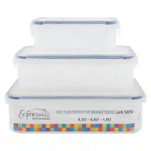 Recipiente Expressions Rectangular Cm X 3 Pzs