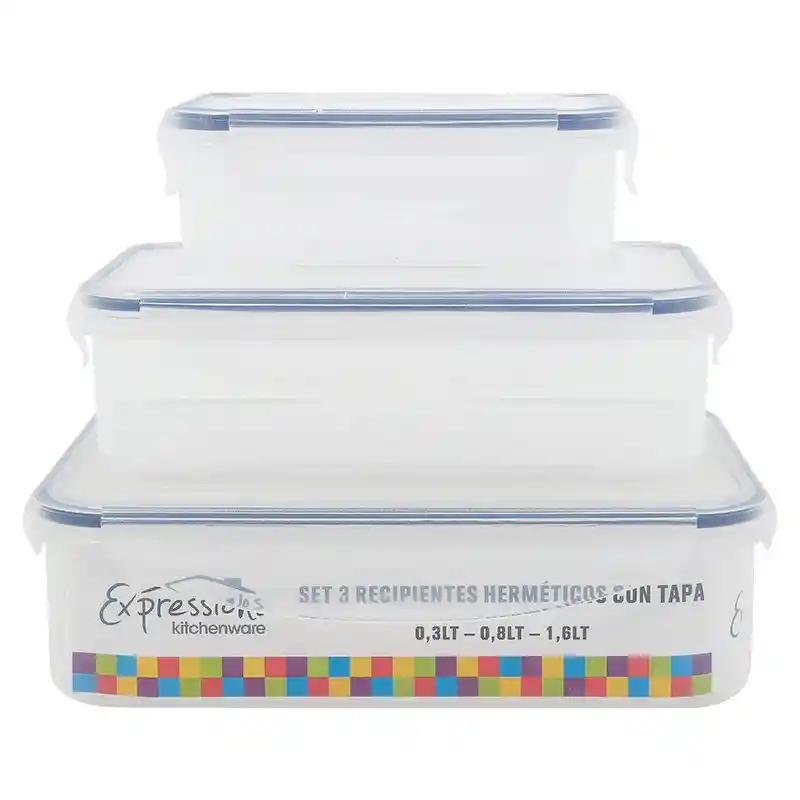Recipiente Expressions Rectangular Cm X 3 Pzs