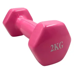 Mancuerna Encauchetada 2 Kilos Gym Fitness Ejercicio Pesas Rosada