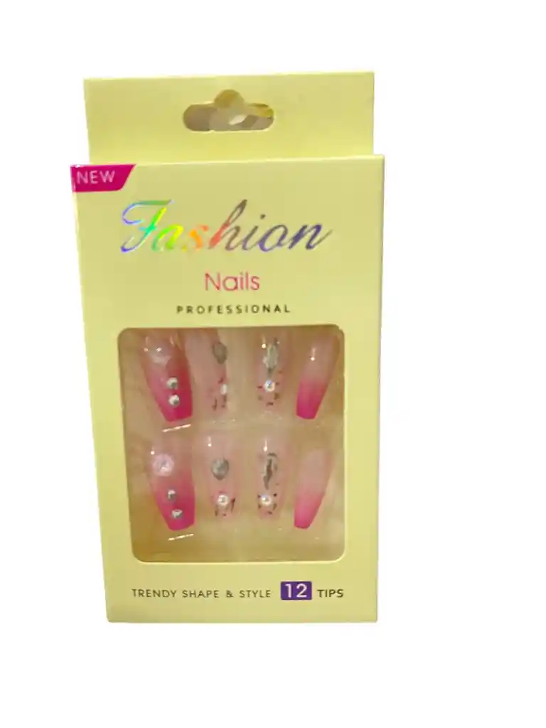 Kit Completo De Uñas Postizas Trendy Shape & Style Fashion Cristalina- Uñas Press On Con Adhesivo - Ref 4