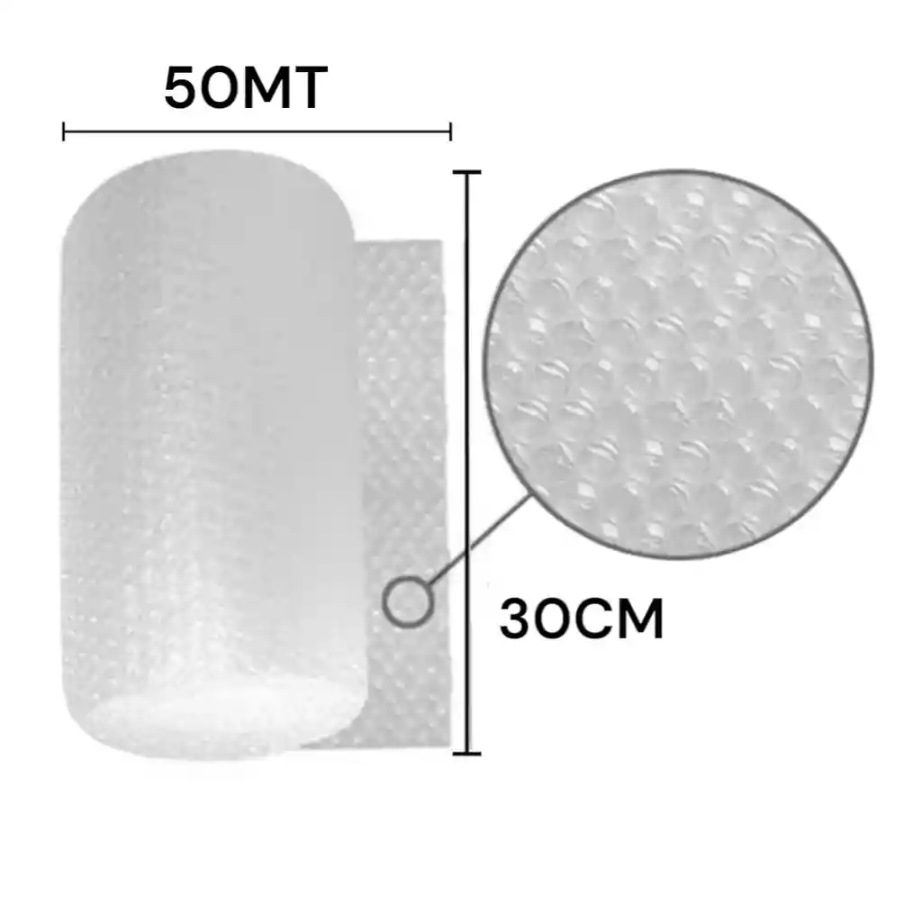 Plástico Papel Burbuja De 30cm De Ancho X 50mt De Largo