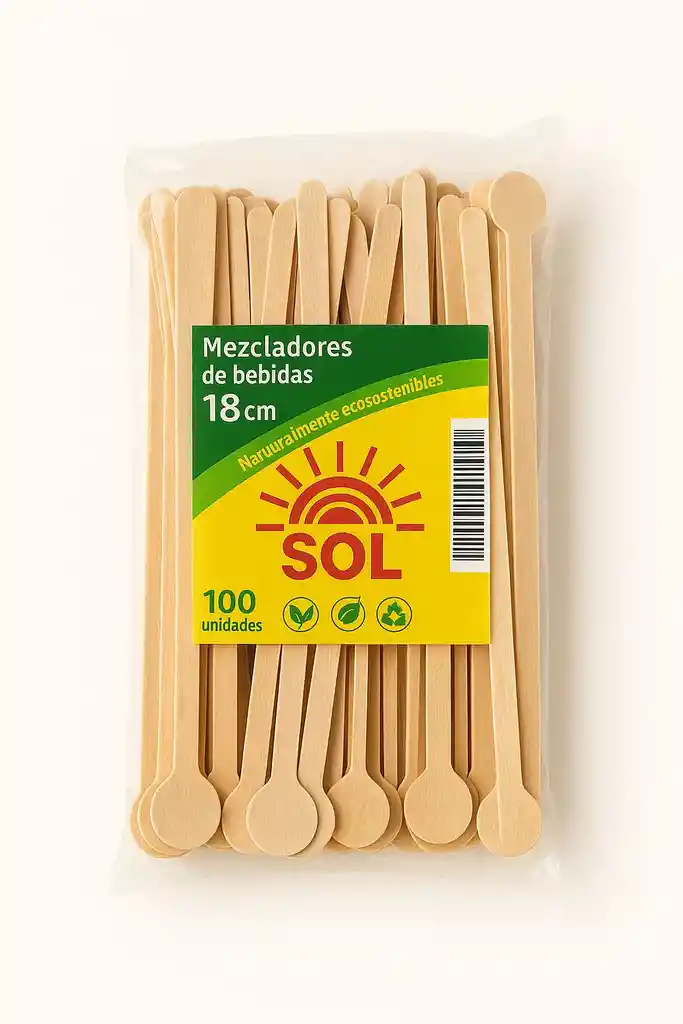 Mezclador De Madera Punta Redonda X100 Unidades