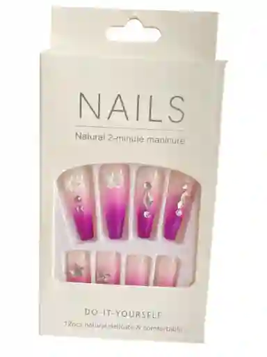 Kit Completo De Uñas Postizas Do It Yourself Nails Decorada Brisa Purpura - Uñas Press On Con Adhesivo - Ref 1